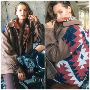 Cozy Boho Chic Aztec Mocha Shirt Jacket  "Shacket"
